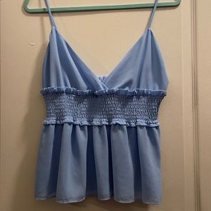 Light Blue Ruffle Top